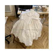 2020春夏泡泡袖宫廷，法式小众白色连衣裙，娃娃领复古洋气仙女裙