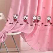 韩式儿童房公主风棉麻绣花粉色落地遮光窗帘布料成品客厅卧H室 Ki