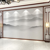 新中式水墨山水画墙纸办公室客厅电视背景墙壁布大气壁纸壁画墙布