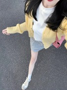 奶黄色针织开衫外套女春季2024设计感小众，温柔风软糯毛衣上衣