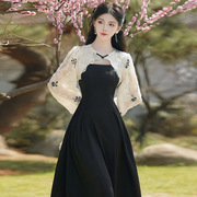 新中式国风轻熟风级感气质，改良旗袍两件套装法式复古名媛连衣裙