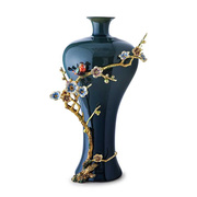 开比梅罗五福花瓶珐琅彩工艺摆件新中式家装饰品