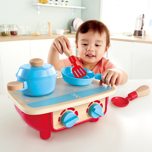 Hape萌宝厨房玩具套装仿真锅铲电磁炉男女孩儿童过家家益智力玩具