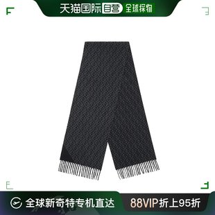 香港直发fendi芬迪男士围巾披肩，黑色双f图案，经典时尚流苏边饰