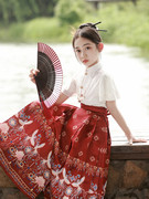 中国风女童马面裙儿童小仙女，汉服古装套装薄款夏季长短袖明制唐装