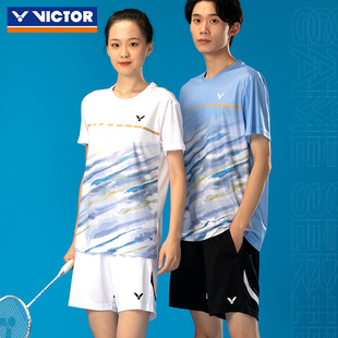 24春新victor胜利羽毛球服T恤威克多专业比赛运动服无袖速干透气