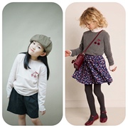 法式女童秋冬基础款两色樱桃刺绣羊毛混纺保暖儿童圆领长袖毛衣