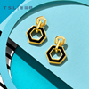 TSL谢瑞麟蜂巢系列18K金耳环镶嵌黑玛瑙六边形耳饰女AH283