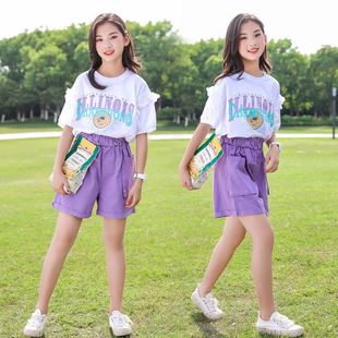 12-13一15岁女孩短裤女童，外穿2024韩版中大童衣服洋气两件套