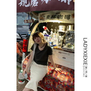 LADYXIEXIE 韩系品质匹马棉短袖t恤女正肩显瘦大圆领短款上衣夏季