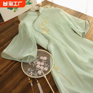 新中式旗袍夏装改良国风，裙子高级感气质复古汉元素古法连衣裙
