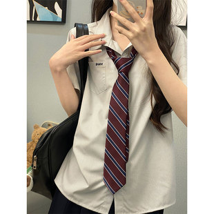 墨秋jk原创设计MQ小方格子衬衫2024春季日系学院风短袖上衣女
