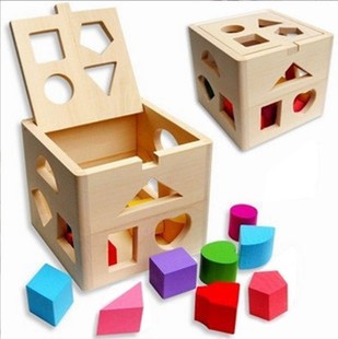 幼儿早教十三孔智力盒儿童形状配对玩具多孔几何认知17孔蒙氏教具