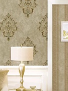 2023欧式条纹田园复古墨绿色墙纸美式卧室客厅背景墙壁纸装饰