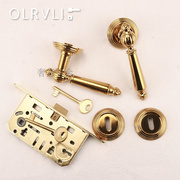意大利OLRVLI进口纯铜复古钥匙门锁北欧轻奢金色黄铜门把手静音锁