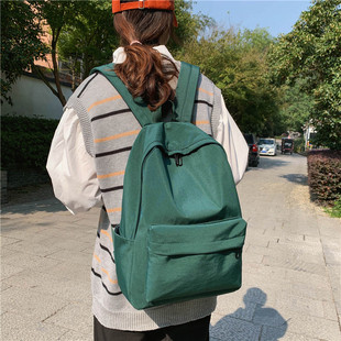 校园纯色书包韩版双肩包初中学生背包女尼龙户外包大容量