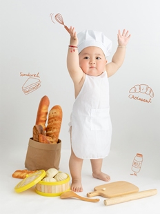儿童摄影主题小小厨师宝宝百天照周岁艺术照拍照主题服饰道具