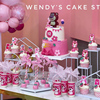 网红粉色小熊草莓甜品台卡通可爱熊生日派对蛋糕推推乐贴纸装饰