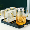 冷水壶玻璃轻奢凉水杯家用锤纹耐高温茶壶大容量凉水壶套装