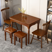 小户型美式中式实木多功能可折叠餐桌椅组合可伸缩家用简易饭桌子