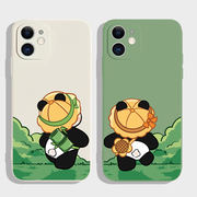 两小无猜~创意熊猫iPhone14苹果12promax小米13nova11华为p60可爱mate50适用vivoS17荣耀70情侣手机壳8p7