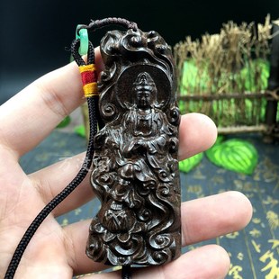 越南天然沉香木雕工艺品，自在观音菩萨佛像手把，件挂件佛牌崖柏