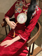与意红色旗袍新娘女新中式敬酒服高级感订婚礼服夏2024小个子