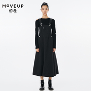 商场同款MOVEUP幻走2022秋季 工装口袋设计师纯棉连衣裙