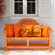 美式轻奢实木长椅沙发艺术高端别墅法式休闲双人靠背客厅拱形沙发