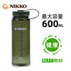nikko日高户外运动水壶，600ml透明宽口水杯大容量，旅行杯耐高温