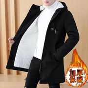 加绒加厚夹克外套男韩版修身中长款保暖风衣潮流帅气男生冬季上衣