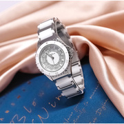 MELISSA玛丽莎品牌陶瓷钢带手表女士气质时尚简约气质黑白银带钻