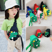 韩版儿童小腰包恐龙斜挎包，男女童潮包可爱背包时尚胸包宝宝出游包