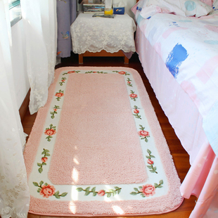 可爱粉色少女心卧室床边地毯女生，房间床下地垫床头床尾脚垫可机洗