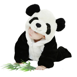 涵菡乐婴儿连体衣宝宝衣服，3d造型熊猫哈衣0-3岁秋冬新生儿连身衣