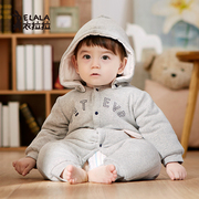 衣拉拉冬款0-1岁男童，加厚夹棉连体衣婴儿棉服，1200g夹棉挖裆