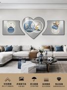 现代简约沙发背景墙挂画高级感创意羽毛三联画轻奢大气客厅装饰画