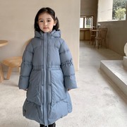 女童冬季羽绒服2022韩版儿童中长款连帽加厚中大童白鸭绒外套