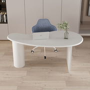北欧约实木办公桌弧形桌个性奶油风书桌创意设计客户接待洽谈桌