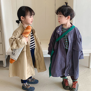 儿童外套中长款男童秋装，女童风衣2024春秋季韩版洋气宝宝上衣
