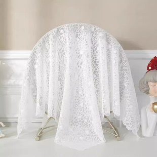 卧室梳妆台镜子盖布打印机小方巾白色蕾丝床头柜防尘盖巾万能盖巾