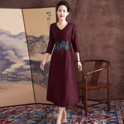 中国风2023春季红色结婚礼服喜婆婆高端妈妈婚宴服高个子长裙