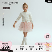 TeenieWeenie Kids小熊童装24年春女童全棉镂空轻薄开衫毛衣