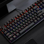 讯拓（Sunt）K5有线游戏机械键盘青轴104键RGB发光USB接口1.6米编