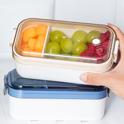 冰箱水果保鲜盒微波炉加热便当，饭盒密封可移动隔板便携食品收纳盒