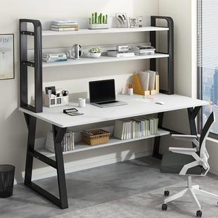 普派电脑桌台式家用书桌书柜，组合简约办公桌子学生，学习桌子暖白色