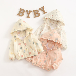 女宝宝春季外套，0-1-2-3-4岁女童洋气韩版连帽，风衣小童婴儿衣服装