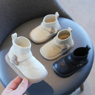 女宝宝公主鞋冬季女童棉鞋，加绒短靴1一2岁婴儿童软底学步鞋子