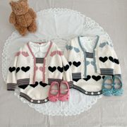 春秋冬季婴儿衣服女童宝宝1-2周岁毛衣针织外套+背带哈衣两件套装