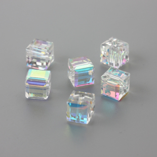 奥地利元素水晶白ab彩方糖方形，珠子制作耳饰手链项链散珠diy配件